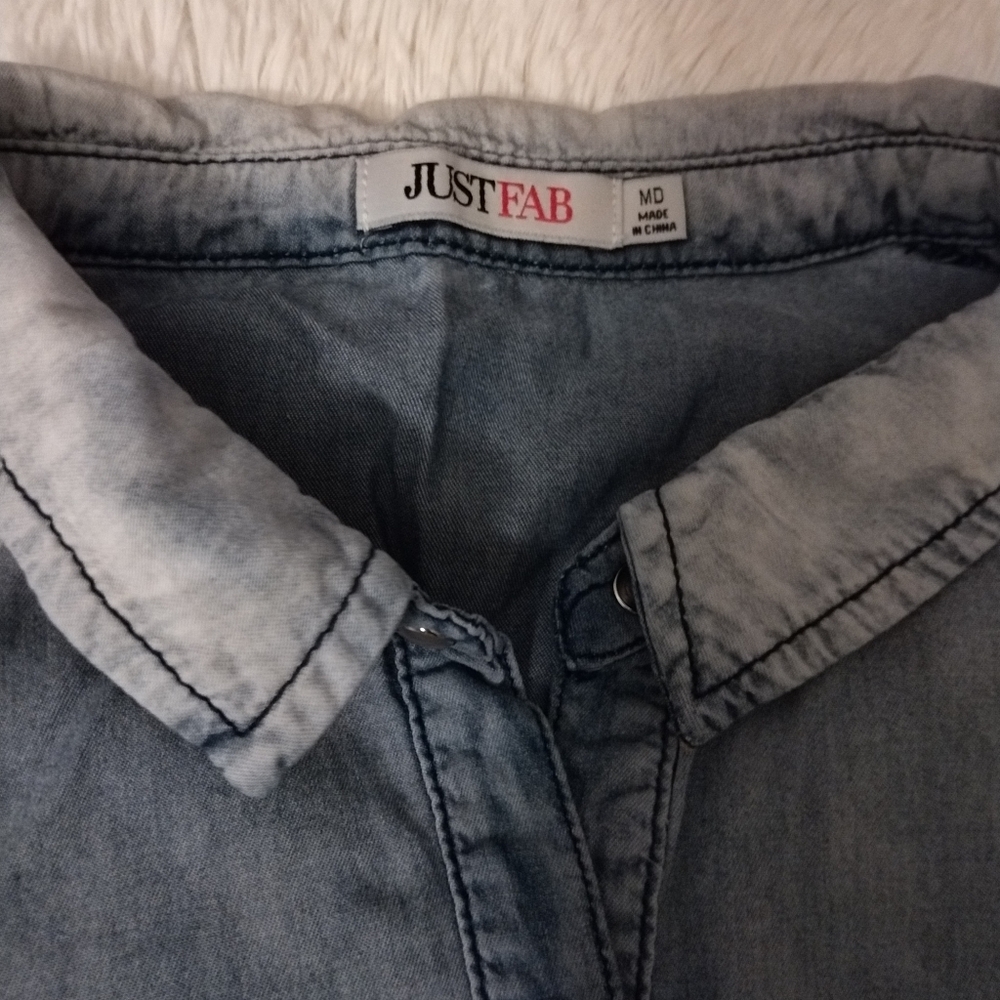 🎉HP🎉 JustFab Women's Ombré Blue Denim Shirt Dress - Picture 5 of 6